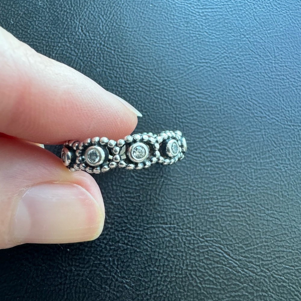 Elegant Silver Beaded Ring